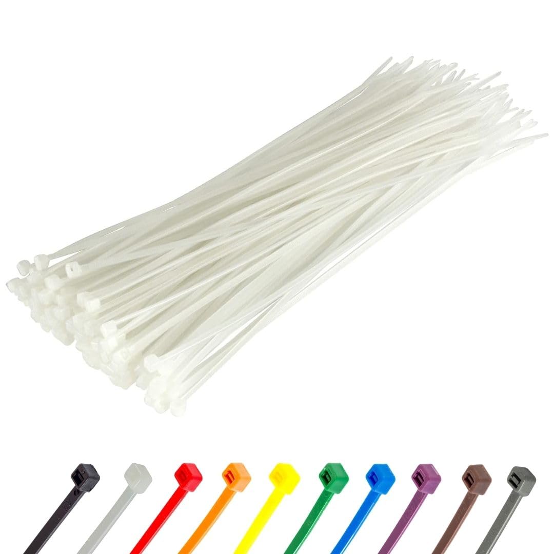 Kabeļu saites Gocableties baltas 100 gab. 300 x 4,8 mm, UV izturīgas