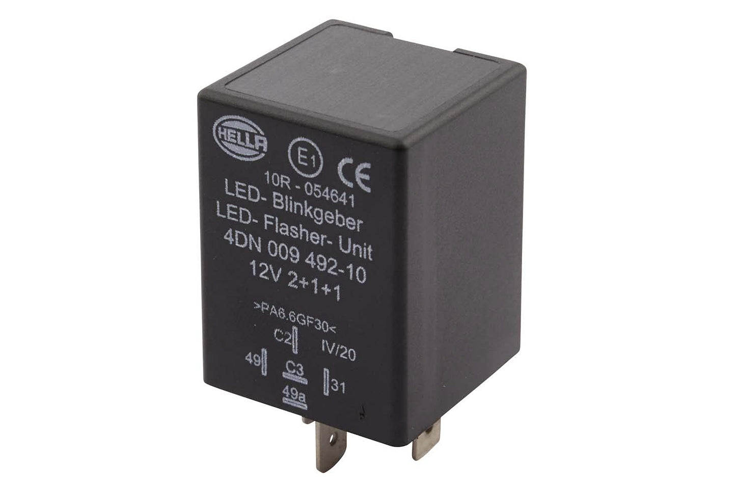 HELLA 4DN 009 492-101 blinkeru relejs - 12V - 5-polu - pieslēgts - LED - ar turētāju