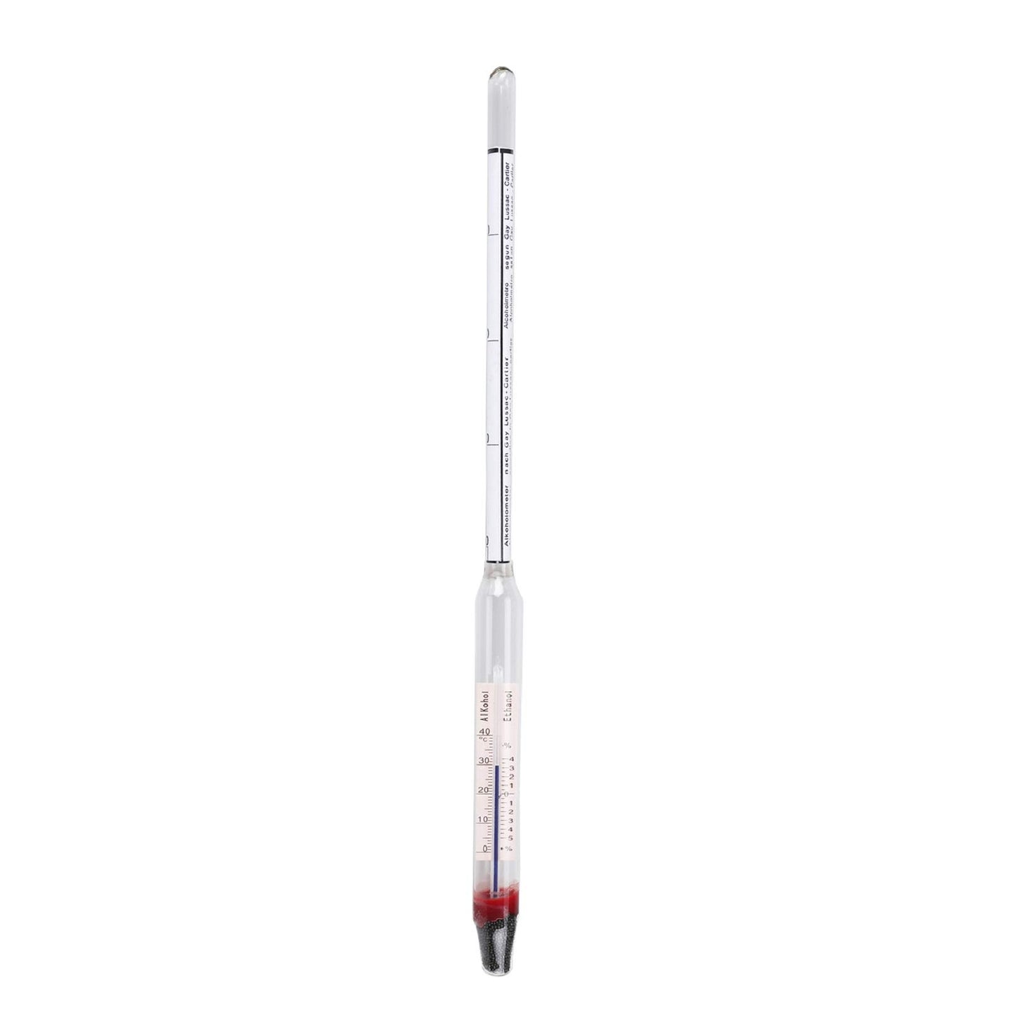 Alkohola mērītājs HHTEC 0–100 Vol% ar termometru, alkohola satura mērīšana stiprajiem dzērieniem un destilātiem, alkohola spindelis ar mērtrauku, precīzs alkohola mērītājs