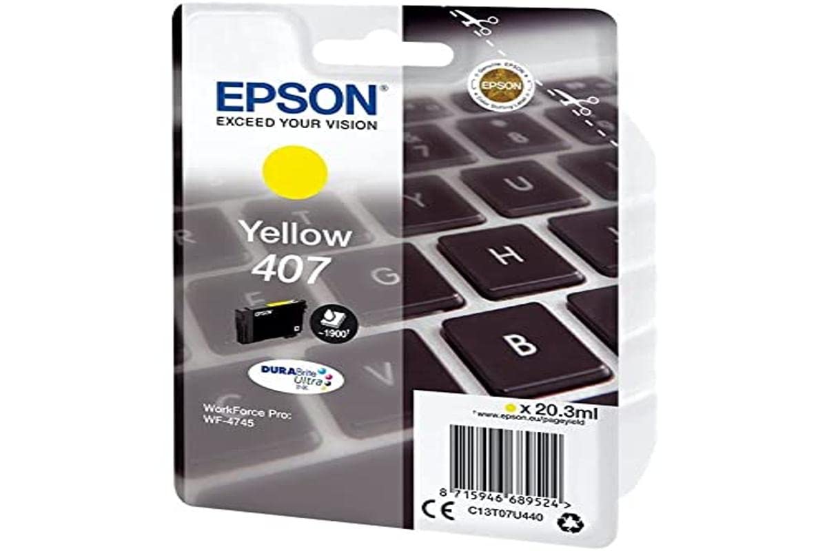 Epson C13T07U440 Yellow Ink - 1900 pages yield, high-quality printing, compatible with select Epson printers.