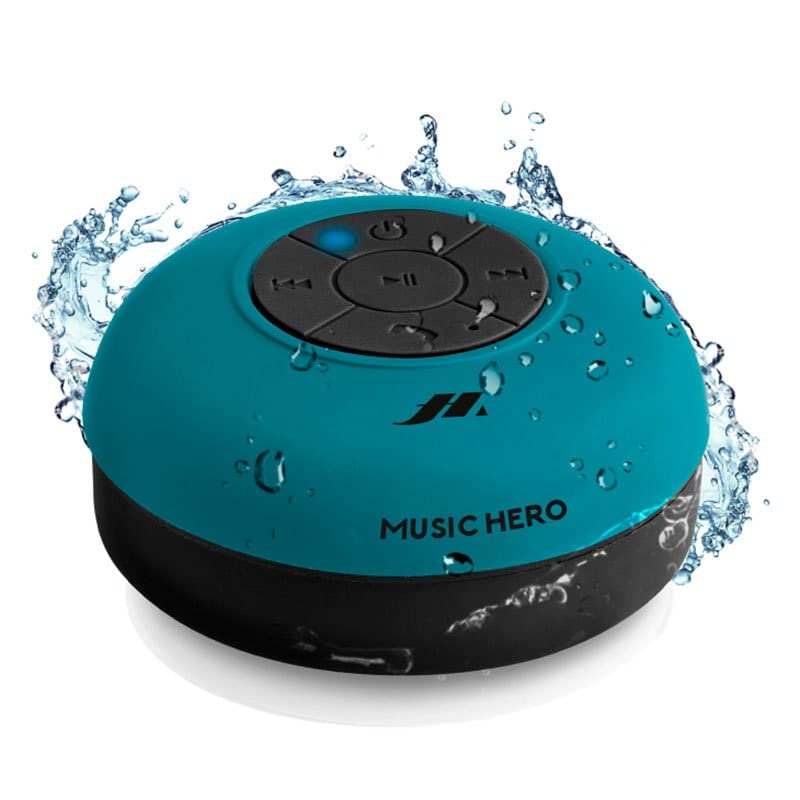 MUSIC HERO 3W skaļrunis ar piesūcekni, taustiņi mūzikai un zvaniem, iebūvēts mikrofons un brīvroku ierīce, ūdensizturīgs lietošanai dušā, vannā, baseinā un virtuvē