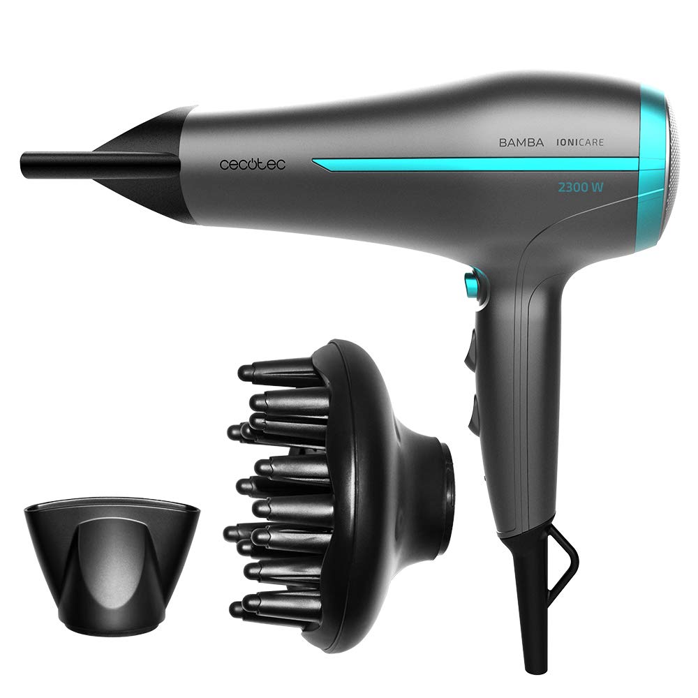 Cecotec jonizējošs matu fēns Bamba IoniCare 5200 Aura Black, 2300W, koncentrators un difuzors, bez frizzy matiem, DC motors, īsts jons, liels gaisa plūsma, 2 ātrumi un 3 temperatūras