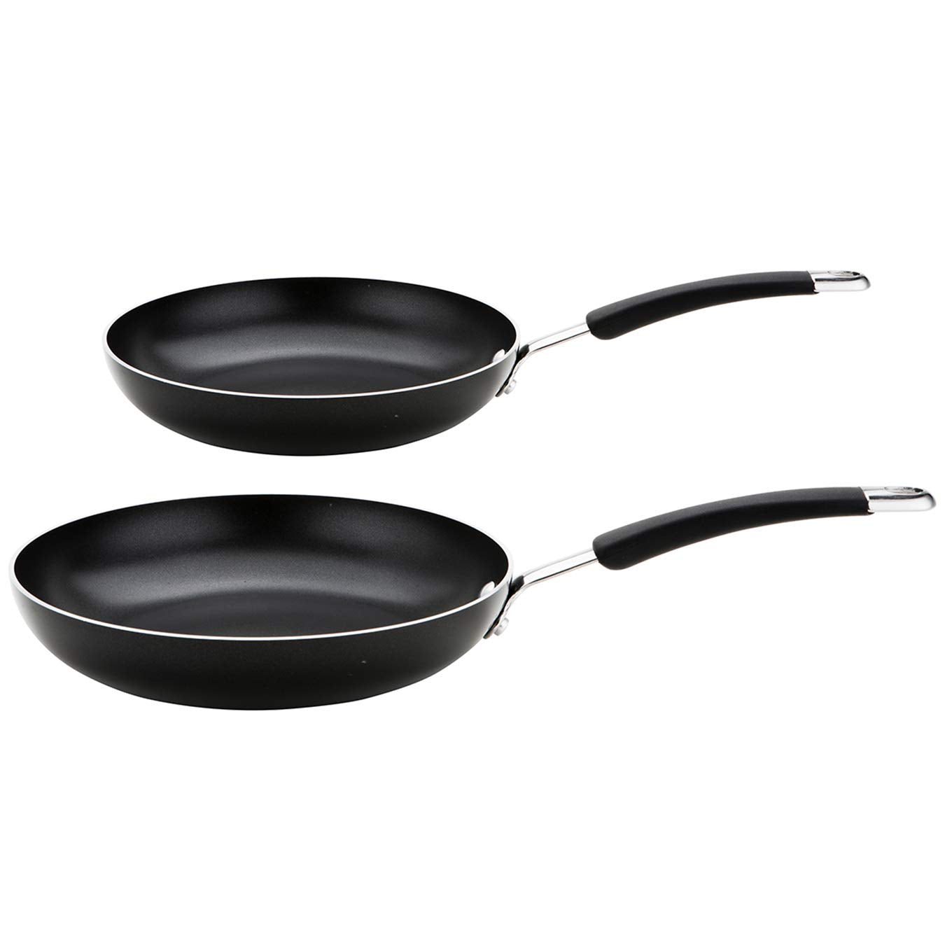 Meyer pannas komplekts indukcijai - 20cm un 28cm nelīpošas pannas ar nerūsējošā tērauda rokturi, trauku mazgājamai mašīnai.