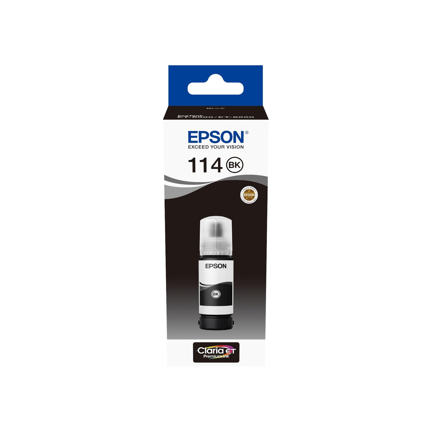 Epson EcoTank 114 - melna pigmenta tinte, oriģinālā tintes pudele, ilgmūžīga un ekonomiska drukāšana.