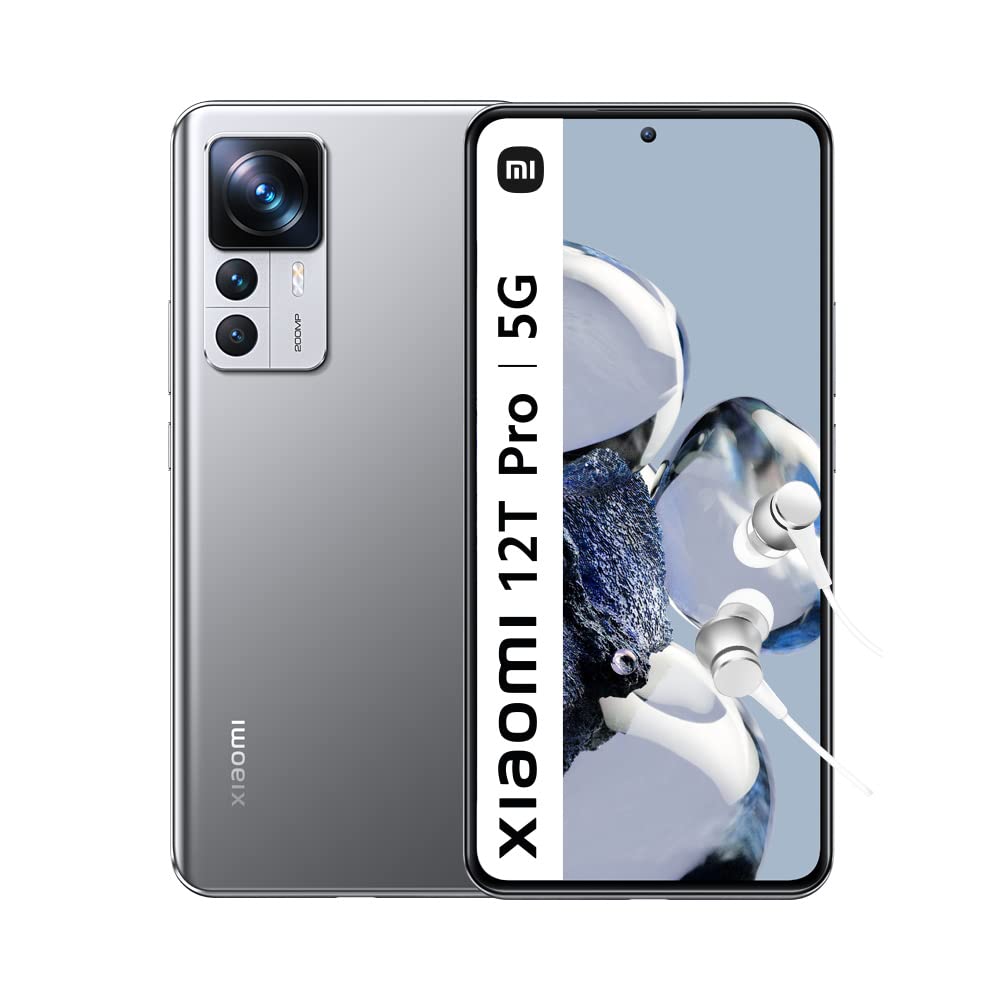 Xiaomi 12T Pro 5G - 8GB RAM, 256GB storage, 6.67” 120Hz AMOLED, Snapdragon 8+ Gen 1, 200MP camera, 120W HyperCharge, silver.