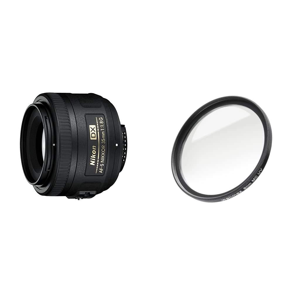 Nikon AF-S DX Nikkor 35mm 1:1,8G objektīvs (52mm filtra vītne) & Walimex Pro UV filtrs Slim MC 52 mm (iekļauta aizsargkaste)