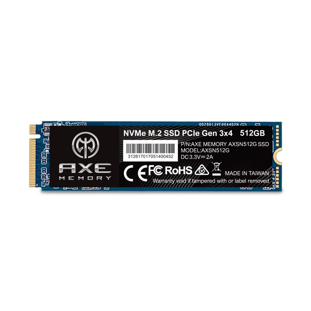 AXE MEMORY 512 GB NVMe M.2 2280 SSD - High-speed PCIe Gen 3x4 internal solid-state drive for enhanced performance.