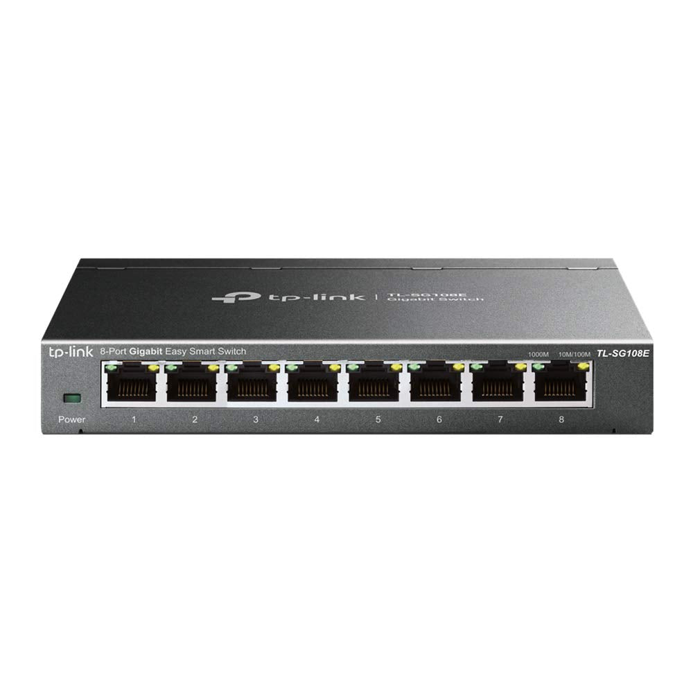 Gigabitu tīkla slēdzis TP-Link TL-SG108E, 8 porti, pārvaldāms Ethernet LAN, Plug and Play, metāla korpuss, QoS, IGMP Snooping, melns