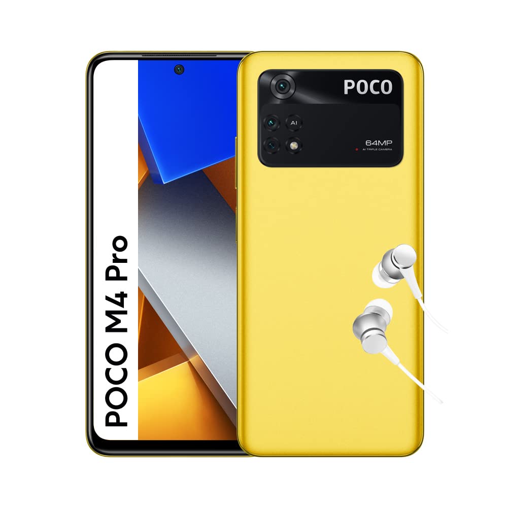 POCO M4 Pro - 6.43" 90Hz AMOLED, 64 MP triple camera, 5000 mAh battery, 6+128 GB, POCO Yellow, unlocked smartphone.