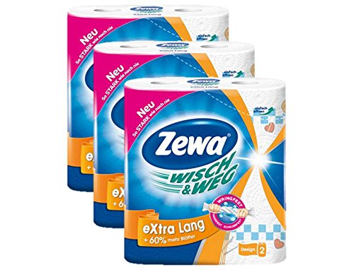 Virtuves papīra dvieļi Zewa Wisch und Weg Riesen Extra Lang, īpaši uzsūcoši, 3 x 2 ruļļi (6 x 72 loksnes)
