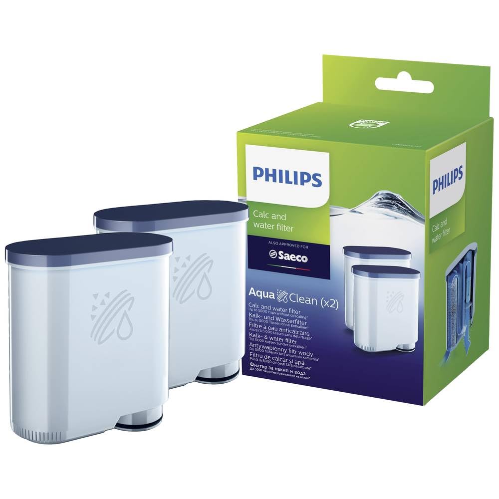 Philips AquaClean filtrs, pretkaļķu aizsardzība, dabīga kaļķa noņemšana, uzlabota kafijas garša, vienkārša uzstādīšana, līdz 5.000 tasēm bez atkaļķošanas, Click&Go sistēma, 2x filtri komplektā (CA6903/22)