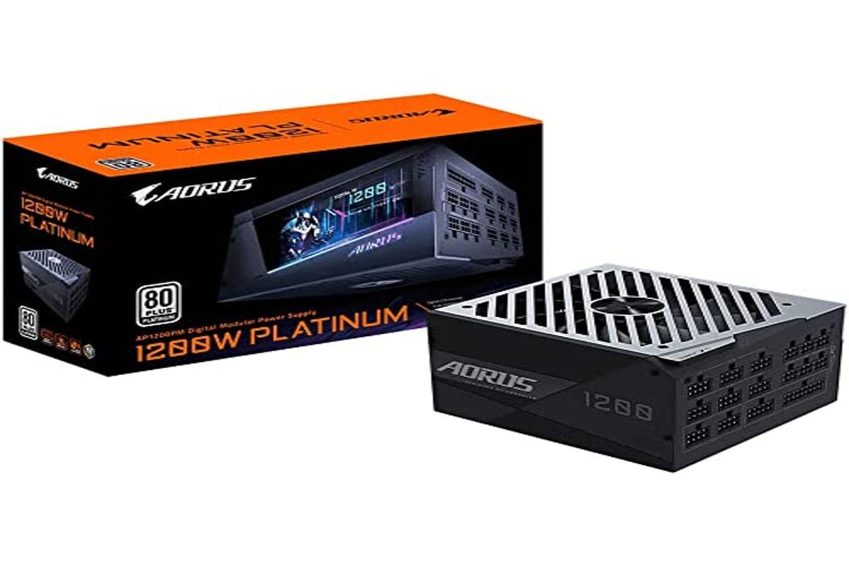 Gigabyte Aorus P 1200W - High-efficiency power supply with modular cables and 80 Plus Platinum certification.