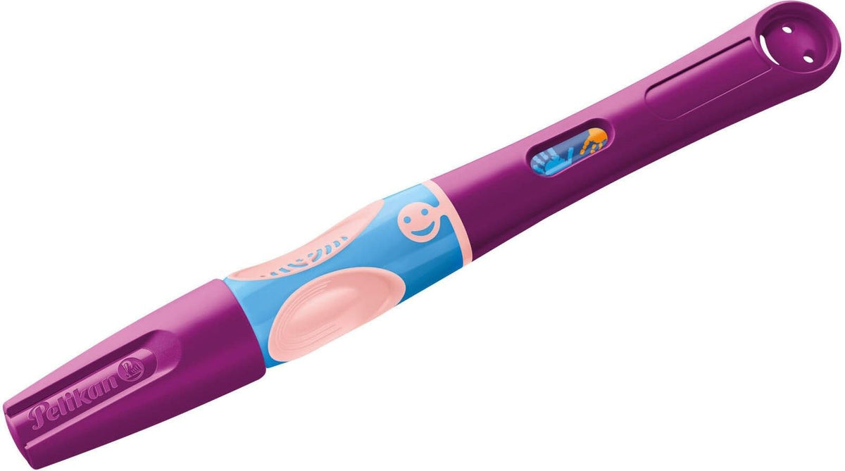 Bērnu pildspalva Pelikan griffix labročiem Sweet Berry, ergonomiska mācību pildspalva ar tērauda spalvu un patronu