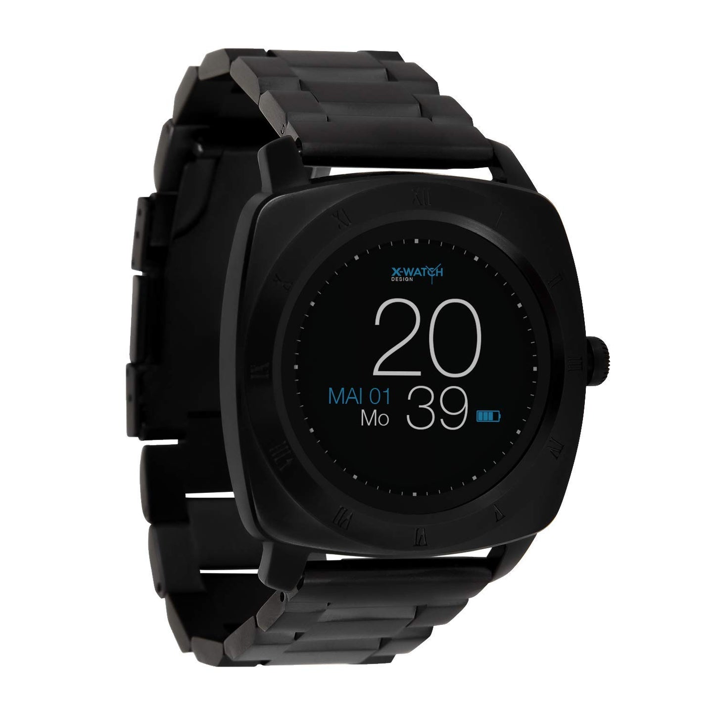 X-WATCH 54026 NARA XW Pro - Premium men's smartwatch, compatible with Apple iOS and Android, dark steel design.