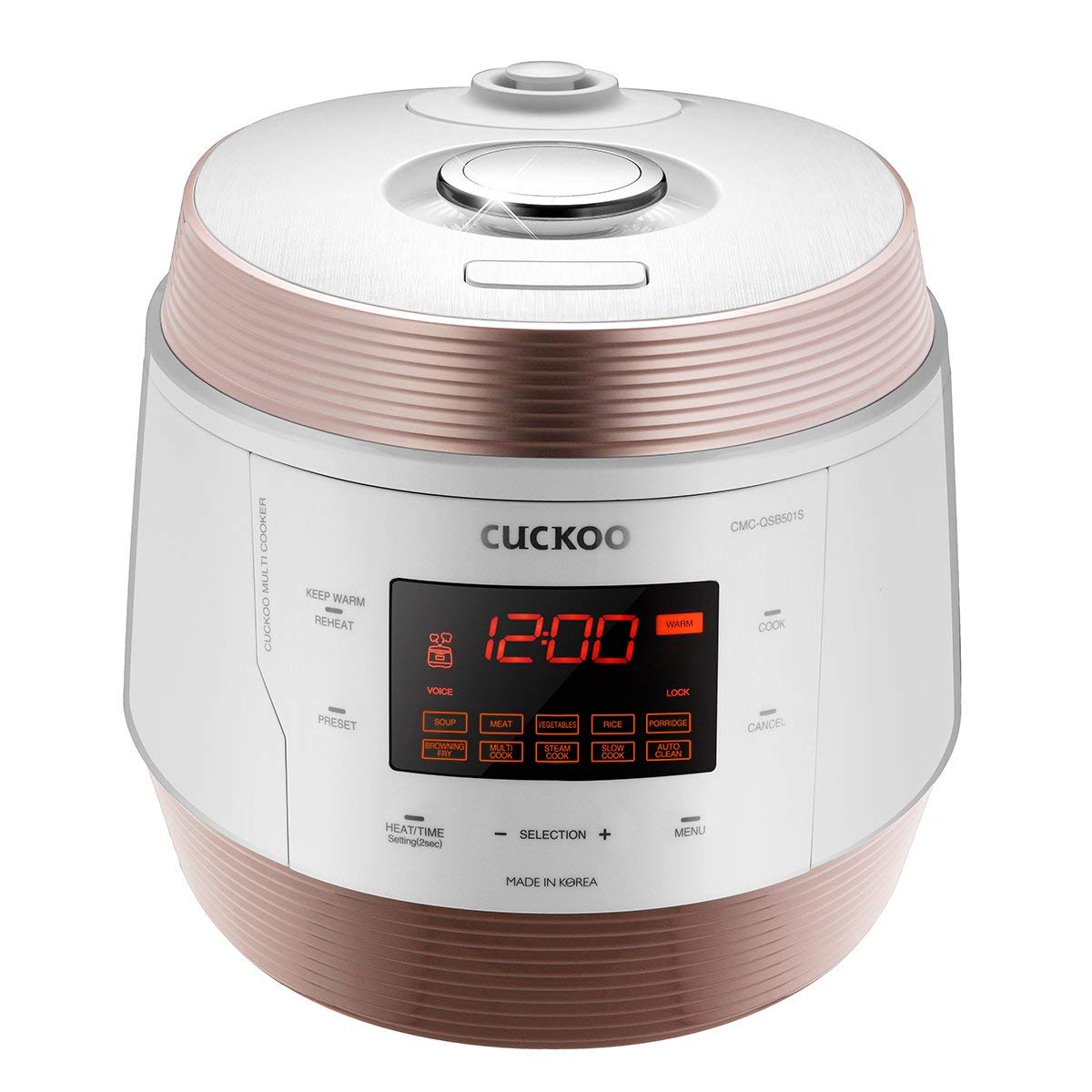 CUCKOO CMC-QSB501S ICOOK Q5 Premium tvaika spiediena multicooker 4750ml | 8in1 daudzfunkcionālais ierīce | Balss navigācija | 3D sildīšanas tehnoloģija | Siltuma saglabāšanas funkcija | Nerūsējošā tērauda iekšējā katls ar nelipīgu pārklājumu