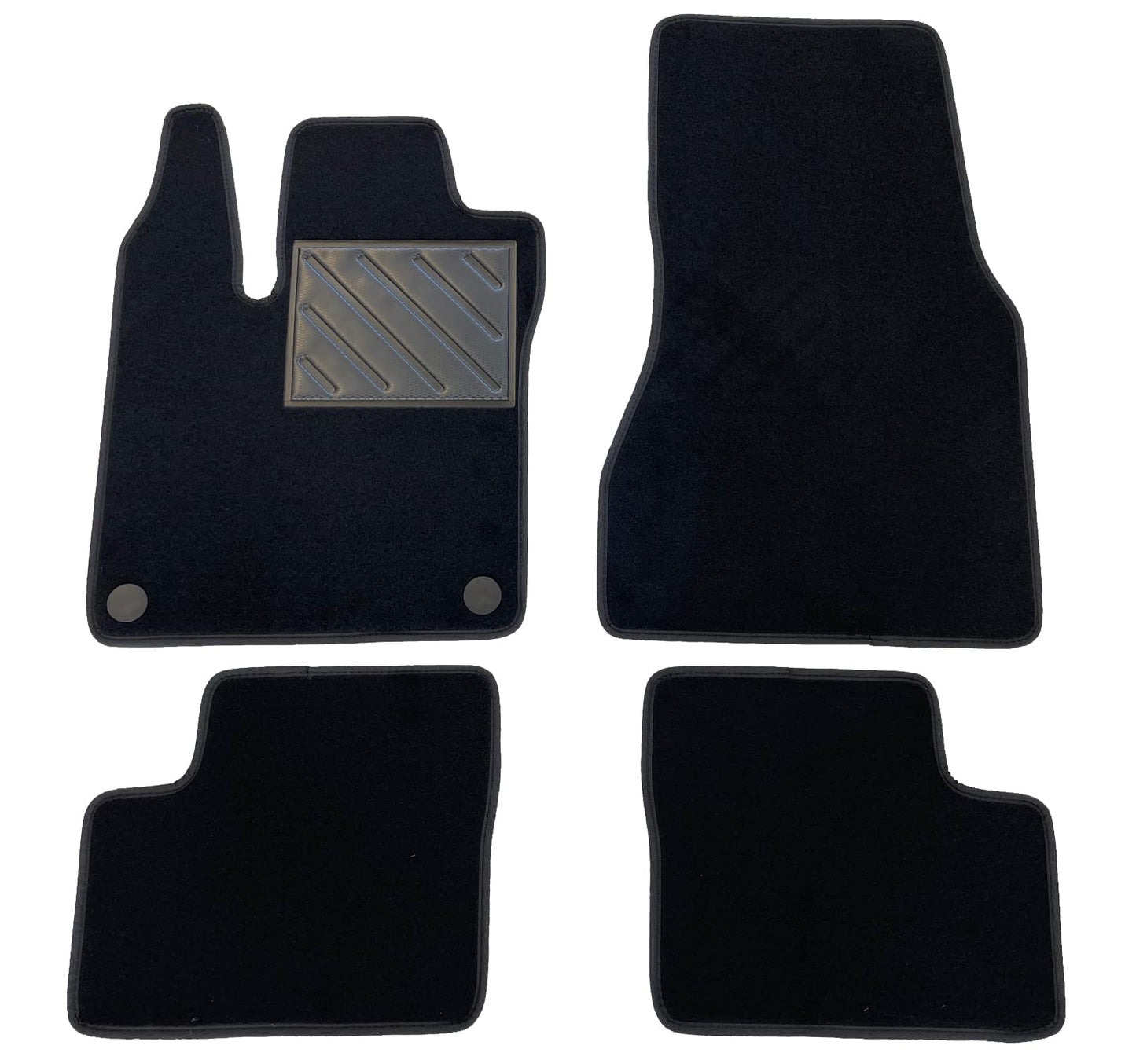 Paklājiņi Toyota C-HR no 2016-4WD SUV, pielāgoti paklājiņi no melna paklāja auduma ar pogām un pastiprinātu gumijas papēža aizsardzību.