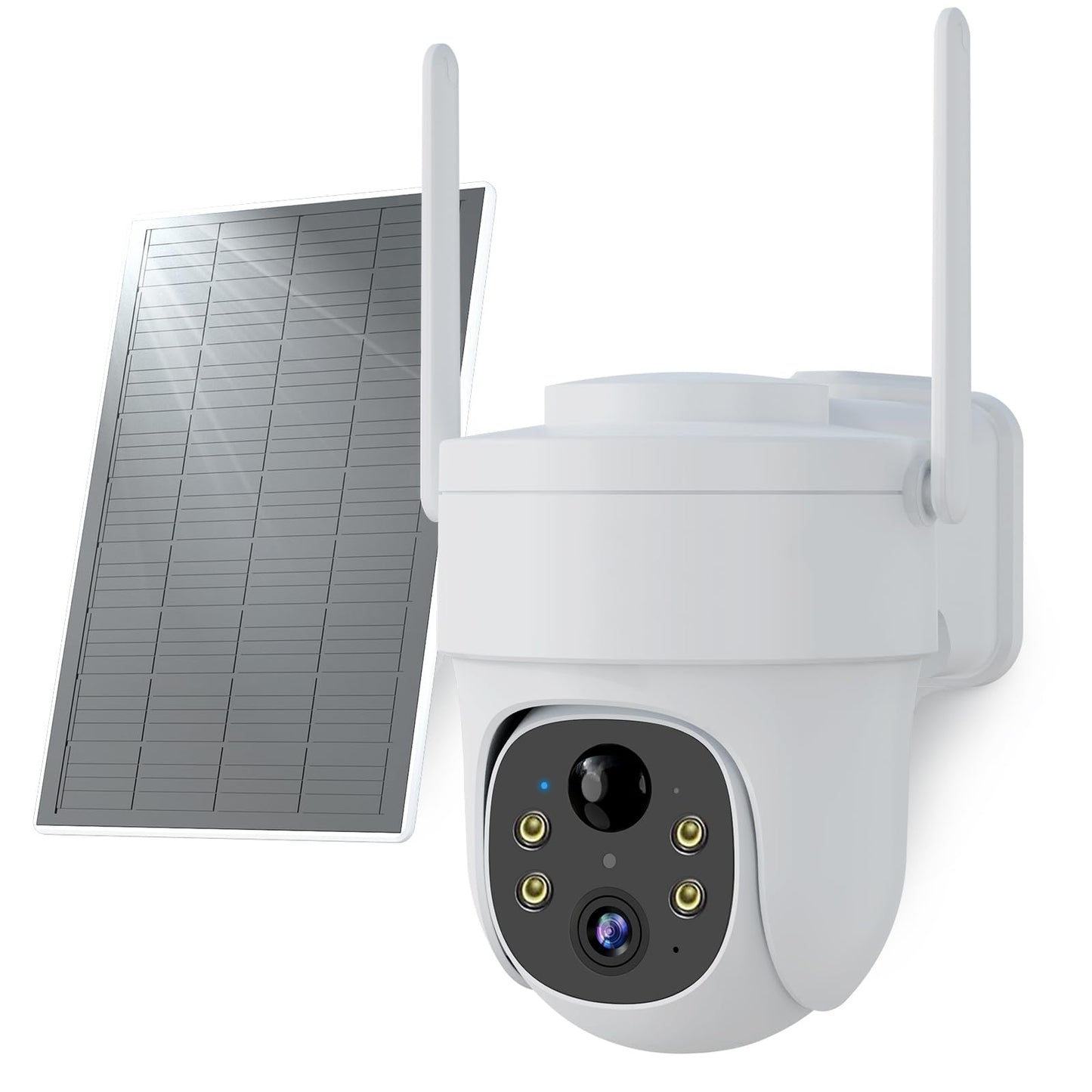 2K uzraudzības kamera ārā WLAN saules, 360° PTZ kamera uzraudzībai ārā ar prožektoru, 3MP krāsu nakts redzamība, AI cilvēku atpazīšana, divvirzienu audio, IP65 ūdensizturīga, saderīga ar Alexa