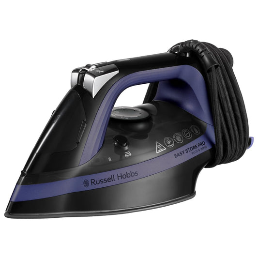 Russell Hobbs One-Perfect-Temp Iron - Optimal temperature for all fabrics, 2400W, 200g steam boost, ceramic soleplate, self-cleaning.