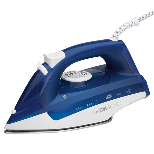 Clatronic DB 3704 Steam Iron - 7 functions, stainless steel soleplate, adjustable temperature, self-cleaning feature, Dark Blue/White