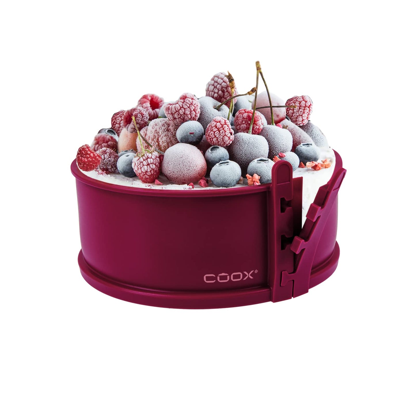 coox Springform ar porcelāna pamatni ⌀ 18 cm tumši sarkanā krāsā, cepiet un pasniedziet tieši uz porcelāna plāksnes, nav jāpārceļ