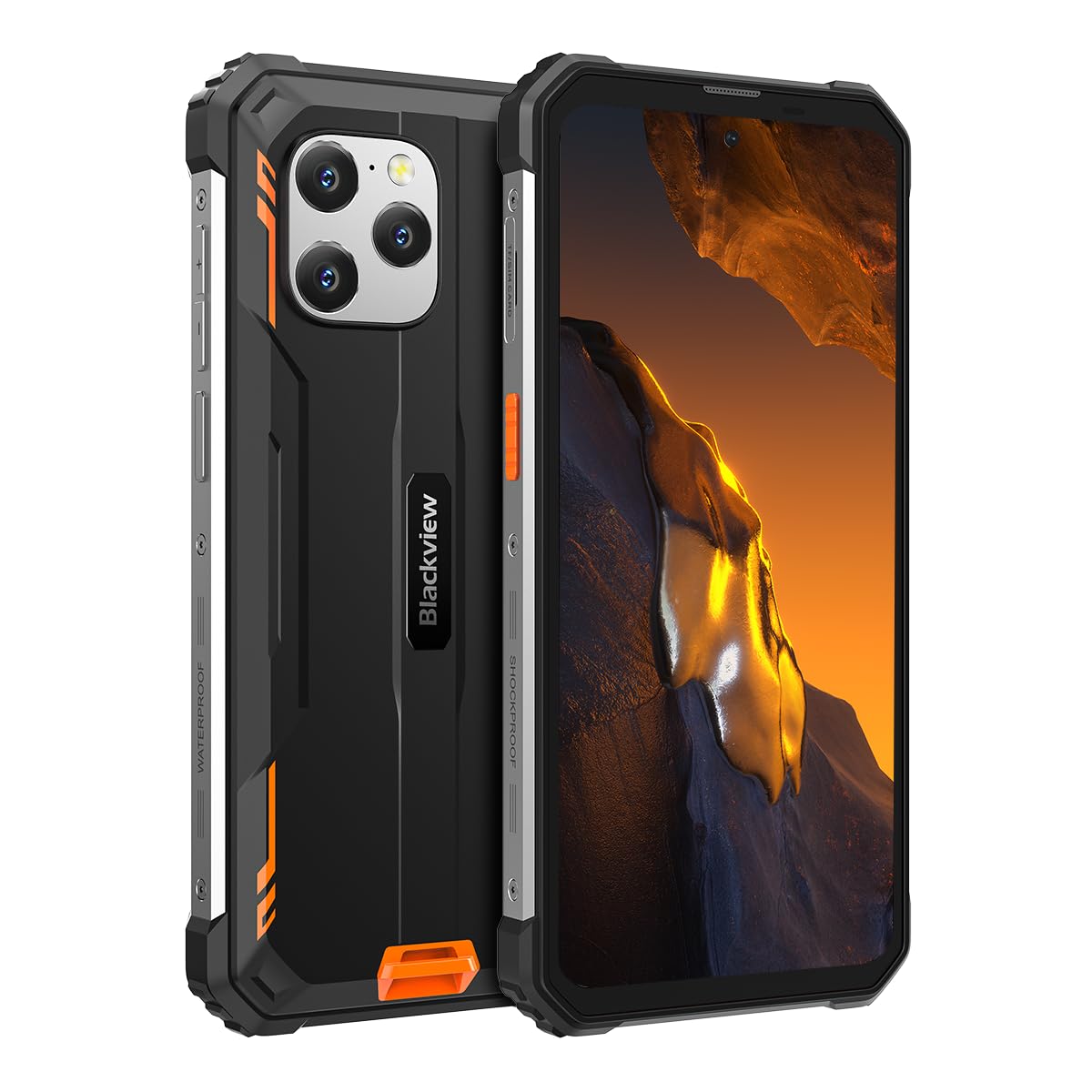 Blackview BV8900 Pro - Āra tālrunis ar 6,5’’ displeju, 8/256 GB, 10.000 mAh bateriju, 16 MP/64 MP/8 MP kamerām, oranžs.