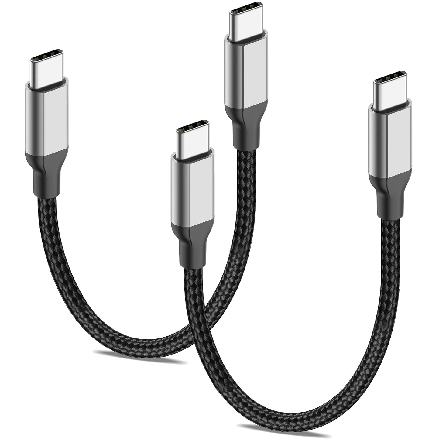 USB-C uz USB-C kabelis 15 cm iPhone 16/15 Pro/Max/Plus, 2 gab., 60W īss uzlādes kabelis Samsung Galaxy S24/S23 Ultra, USB-C 0,15 M