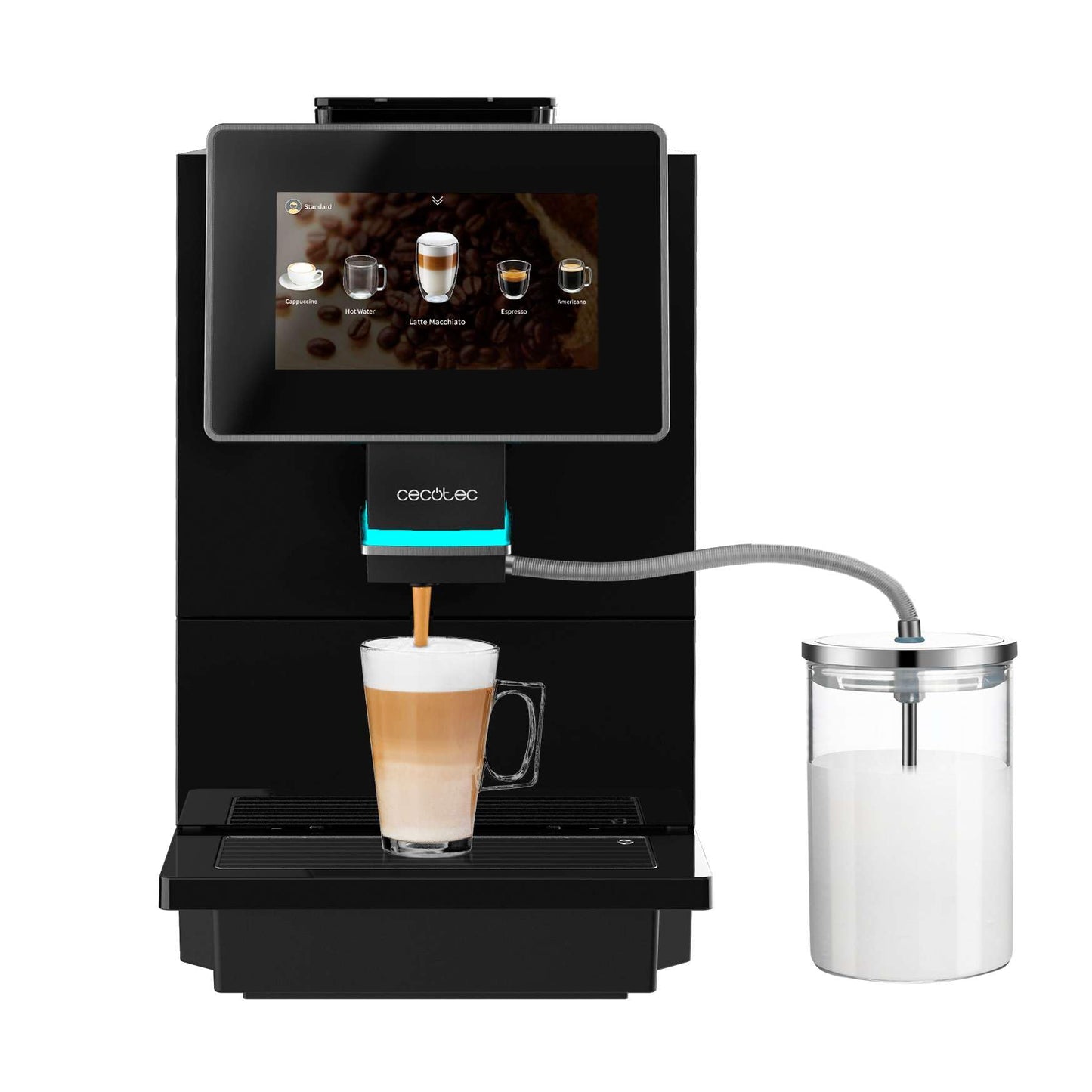 Cecotec Táctil Cremmaet Coffee Machine - 1500W, 19 bars, TFT screen, Thermoblock, 400g bean hopper, 2L water tank, 600ml milk tank