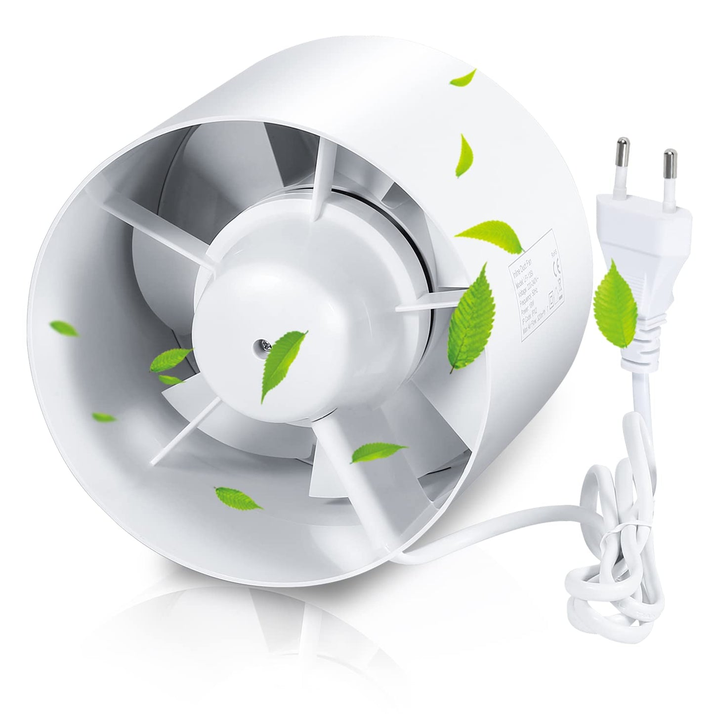 ISOISL 150 mm cauruļvadu ventilators ar pretvārsta klapi – jaudīgs 320m³/h nosūces ventilators vannas istabai, WC, virtuvei, siltumnīcai, teltij un garāžai