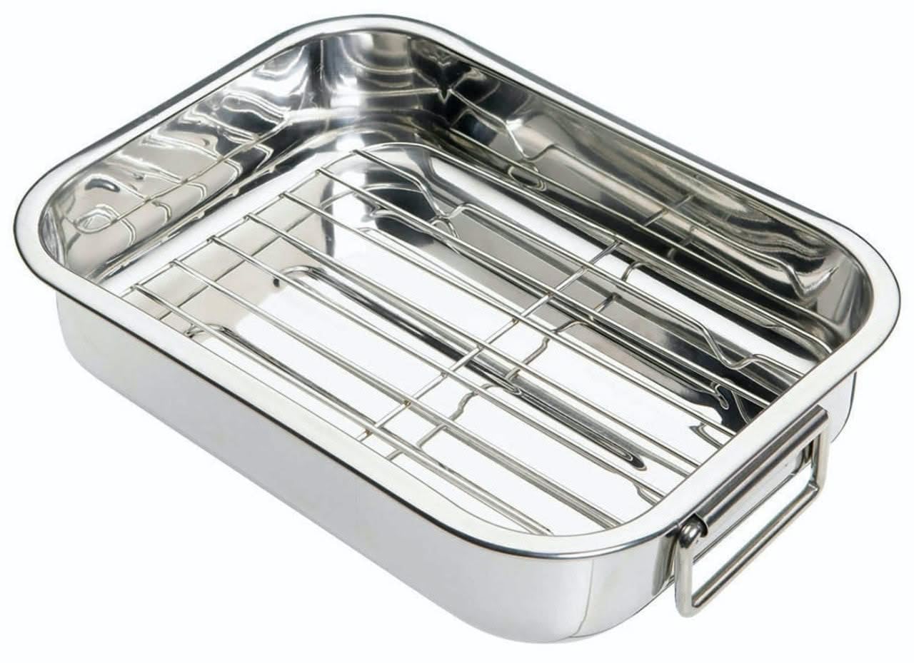 KitchenCraft nerūsējošā tērauda cepšanas panna - noņemams režģis, trauku mazgājamajā mazgājama, 1L, 27x20x5.5 cm