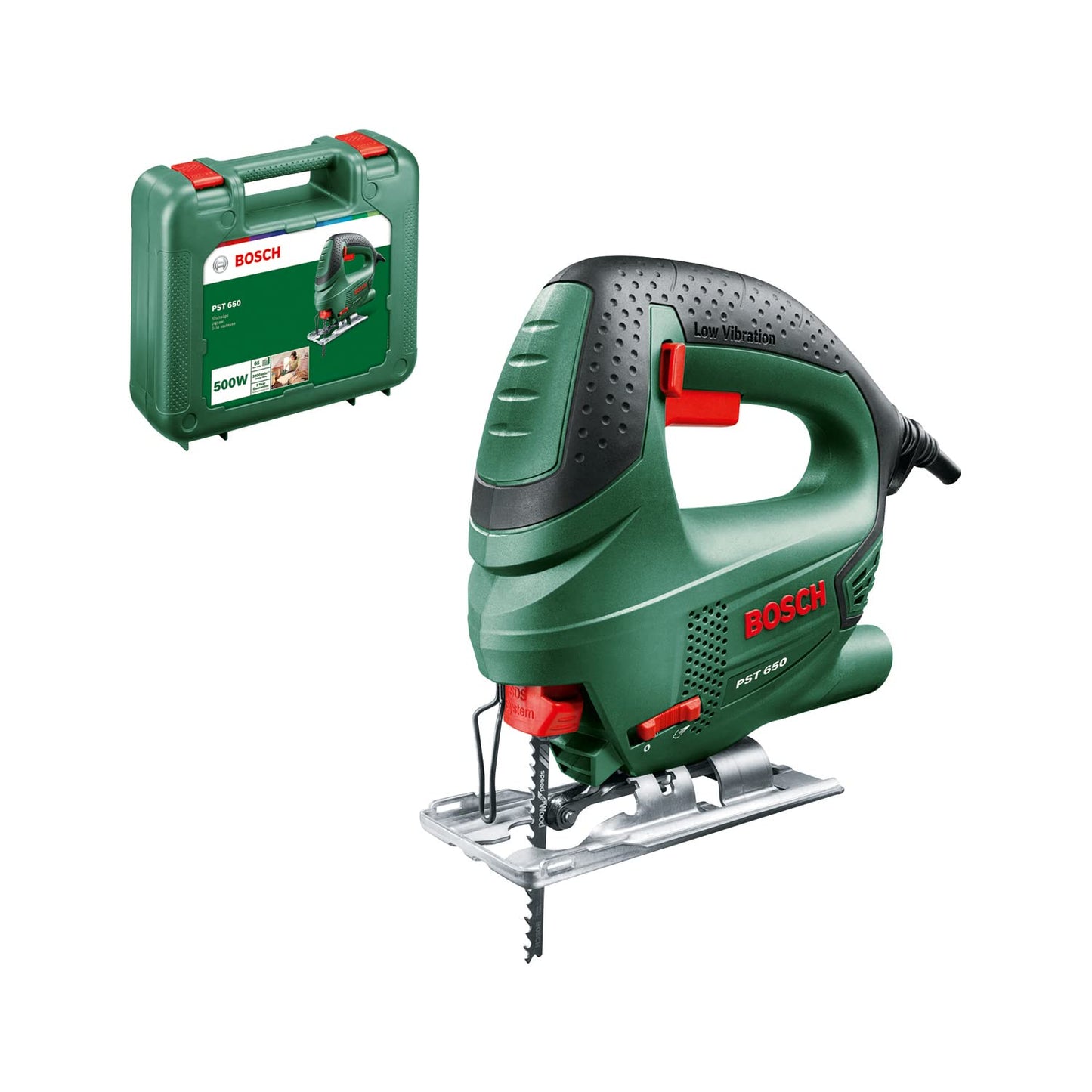 Bosch figūrzāģis PST 650 - 500W, adjustable speed, ergonomic design, ideal for intricate cuts.