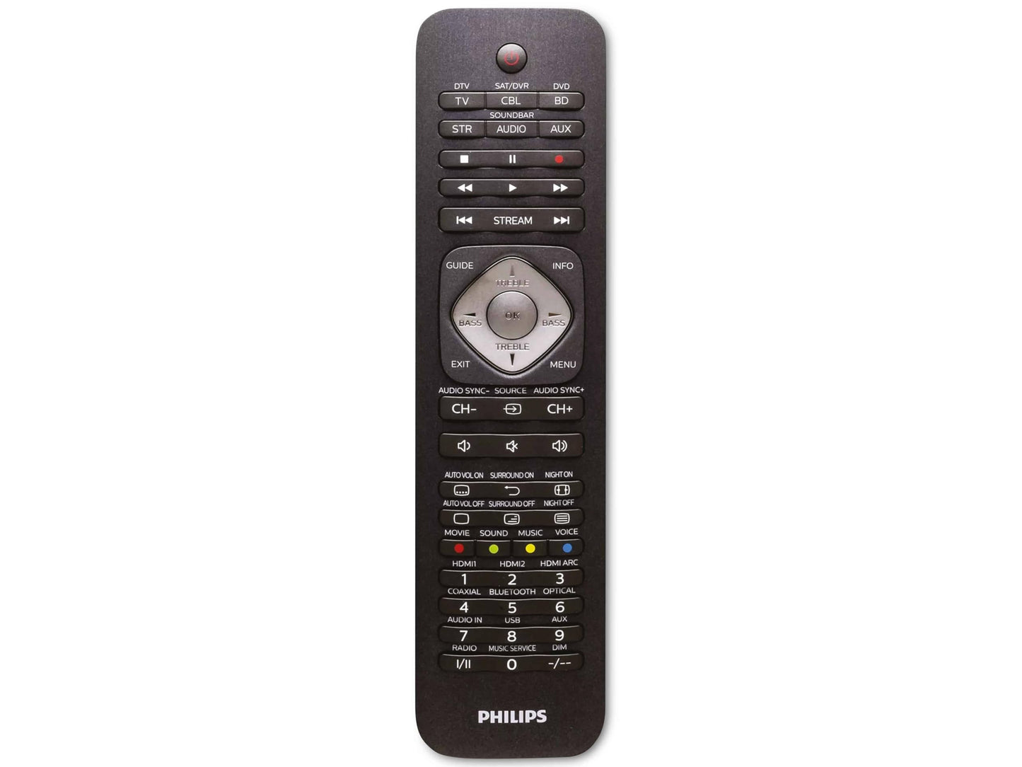 PHILIPS Universālā tālvadības pults SRP5016/10-6-in-1 - Apgaismotas mācību taustiņi - Melna