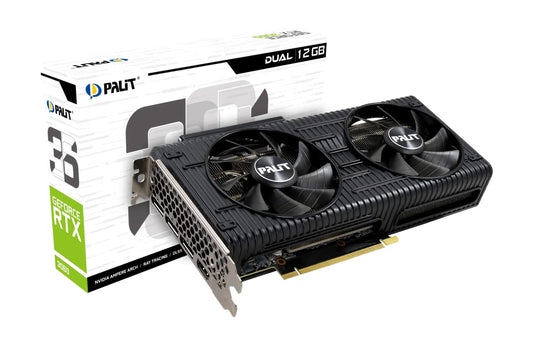 Palit GeForce RTX 3050 Dual - 8GB GDDR6, 3584 cores, dual fans, 3x DisplayPort, HDMI, Ampere architecture, black