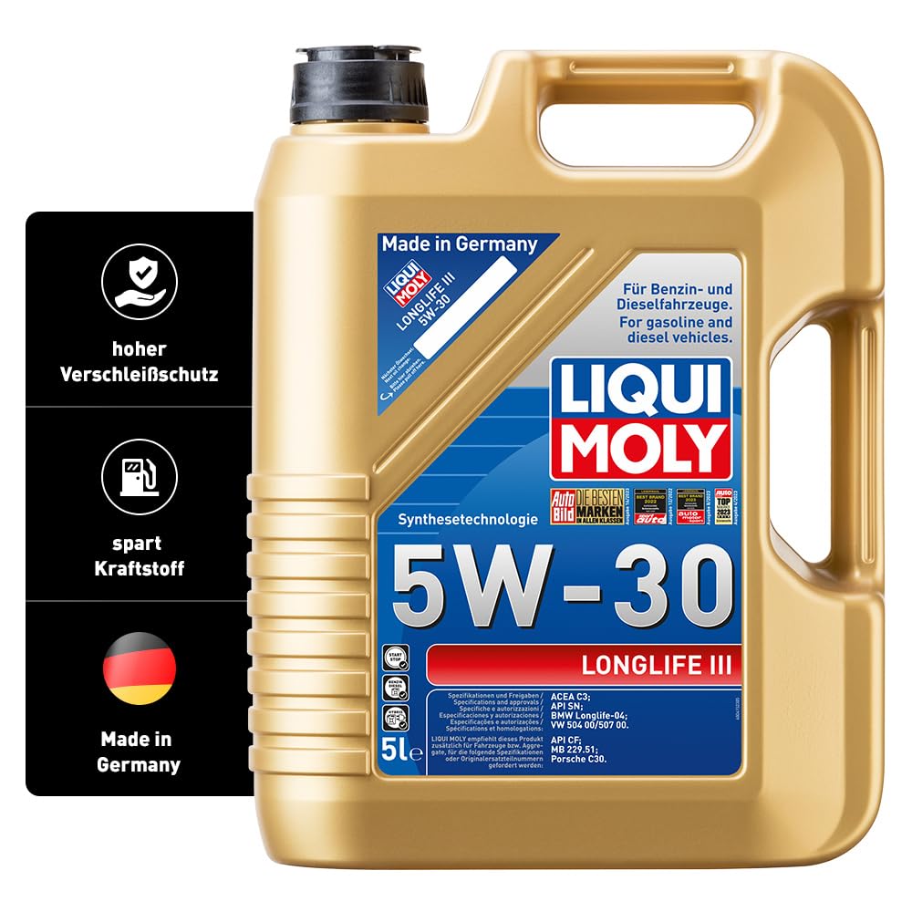 Motoreļļa LIQUI MOLY Longlife III 5W-30, 5 L, sintētiskā tehnoloģija, Art.-Nr.: 20647