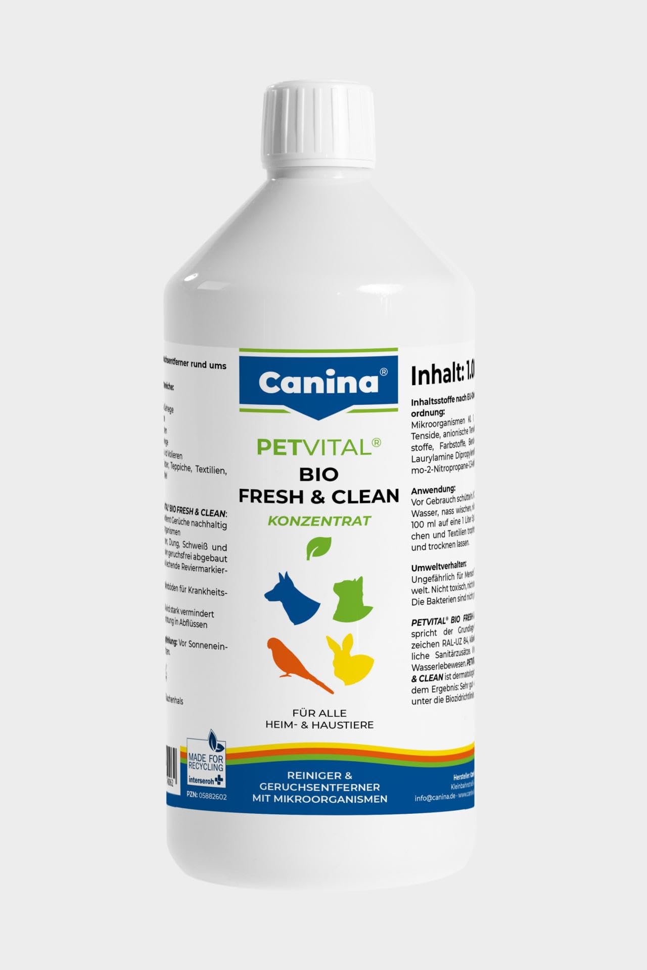 Mājdzīvnieku smaku neitralizators Canina Petvital Bio Fresh & Clean - 5 l