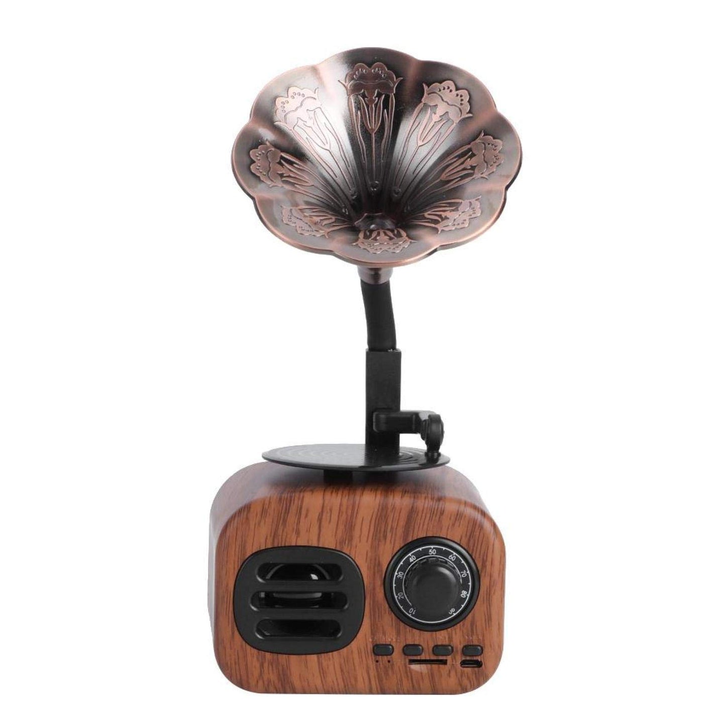 Yadoo Bluetooth skaļrunis, portatīvs vintage gramofons, vinila atskaņotājs ar vinila diska piedziņu, retro fonogrāfs mobilajām ierīcēm, SD karte, bezvadu atskaņošana, ilgs kalpošanas laiks