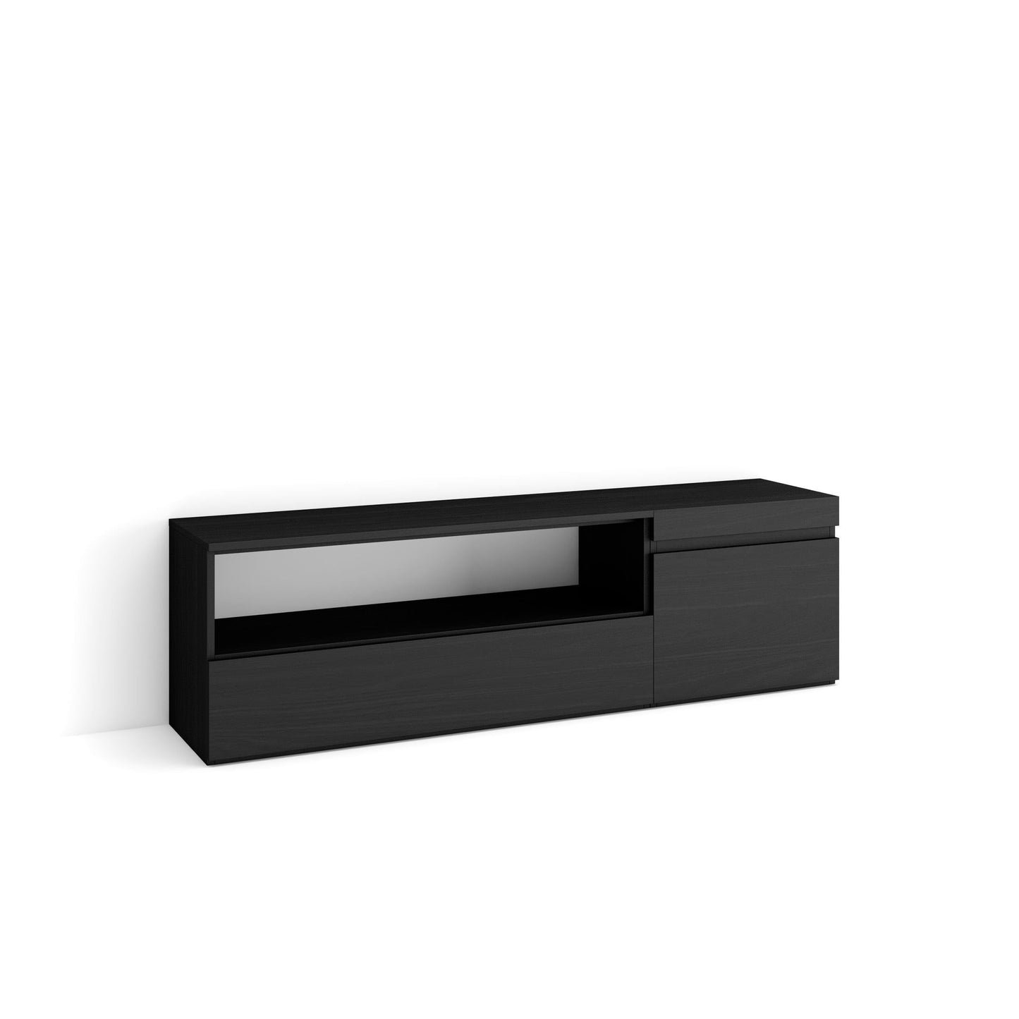 Skraut māja | TV skapītis, zems galds | viesistabai un ēdamistabai | 150x45x35cm | TV ierīcēm līdz 65" | televizora galds | mūsdienu stils | melns