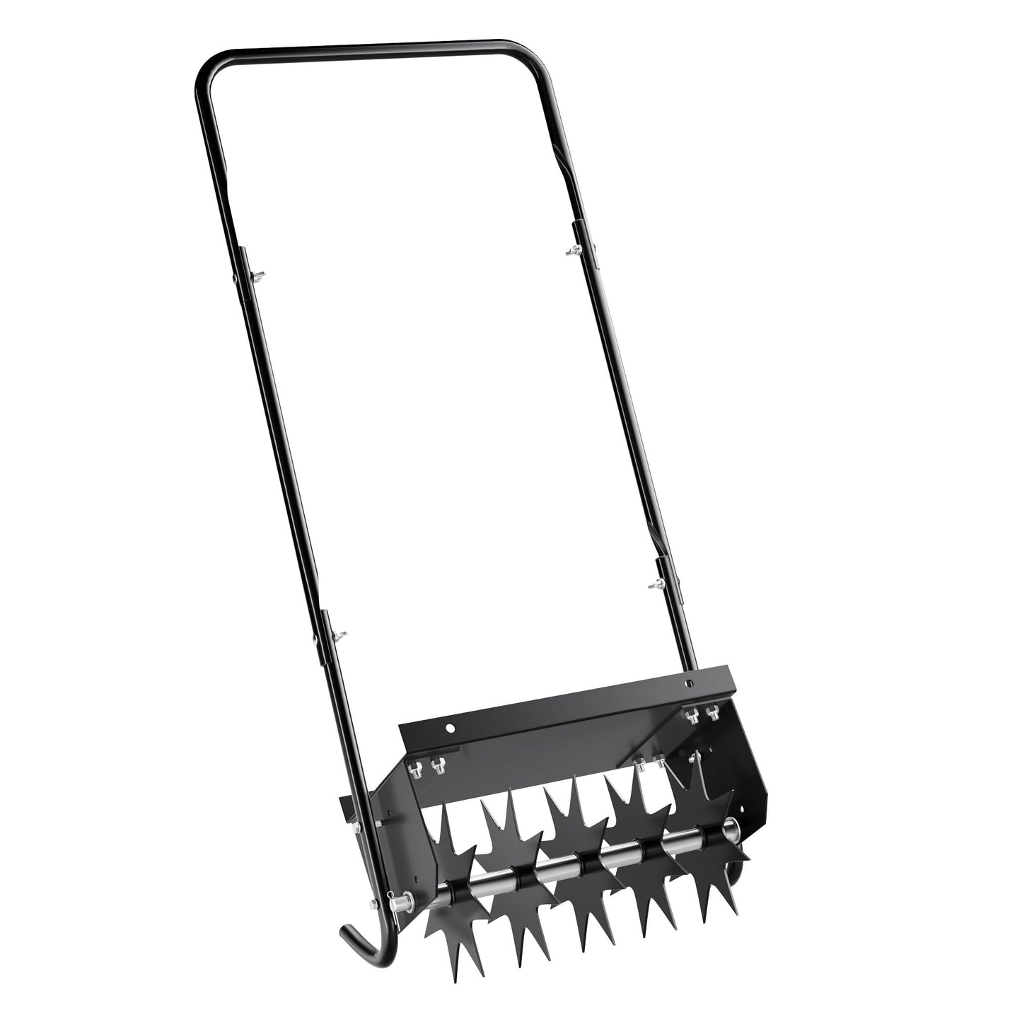 Rasen aerators Wiltec, 40 cm darba platums, 6,4 cm darba dziļums, skarifikators ar 5 tērauda adatu diskiem