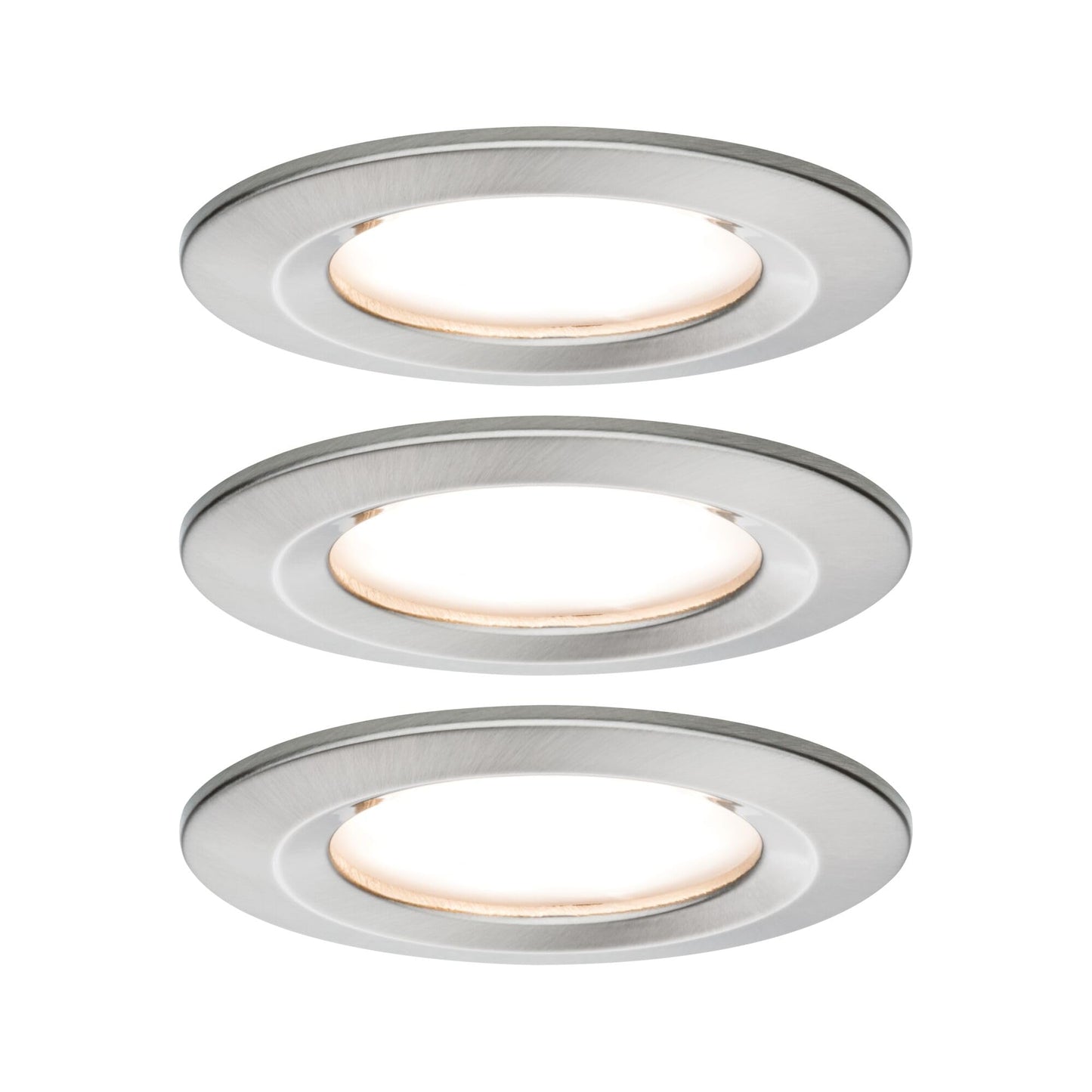 Paulmann 93873 Nova Plus LED iebūvējamais gaismeklis ar Coin komplektu, stacionārs, IP44, apaļš 78mm, 3x6W 230V, dimmējams 2700K, dzelzs birstēts, spot prožektors