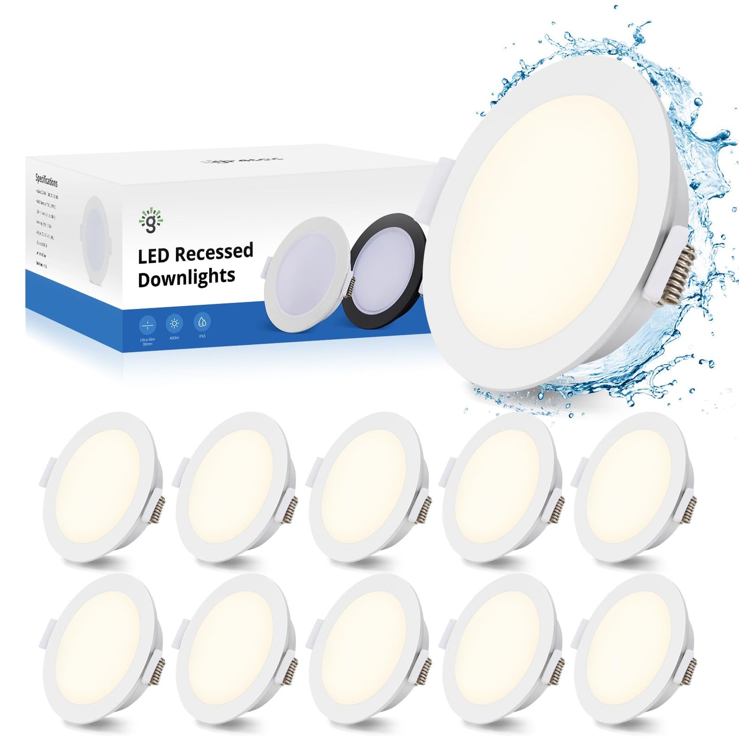 LED iebūvējamie prožektori Gr4tec 230V IP65, 5W, neitrāli balti 4000K, 10 gab. komplekts