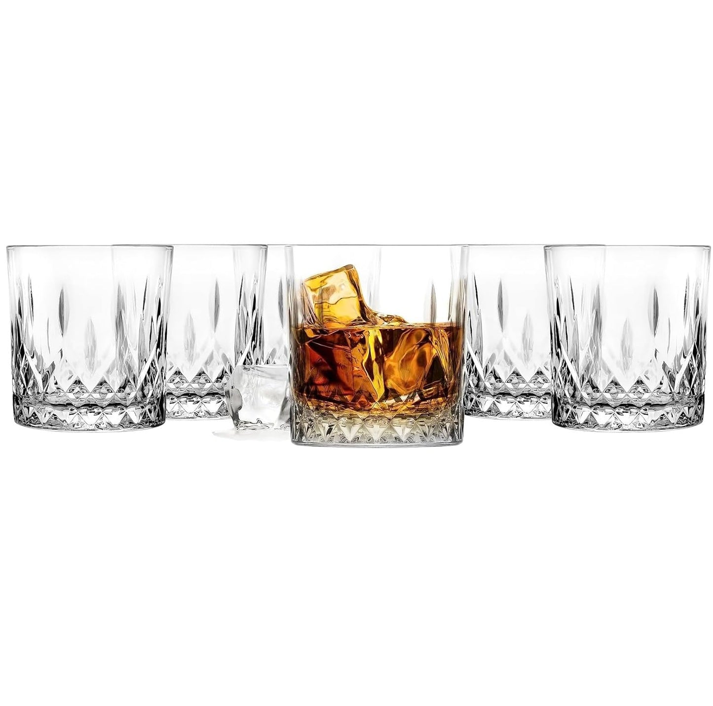 Viskija glāžu komplekts Glasmark KROSNO 1992, 6 gab., 280 ml, viskijam, rumam, džinam, burbonam un kokteiļiem, slīpēts stikls, piemērotas trauku mazgājamai mašīnai