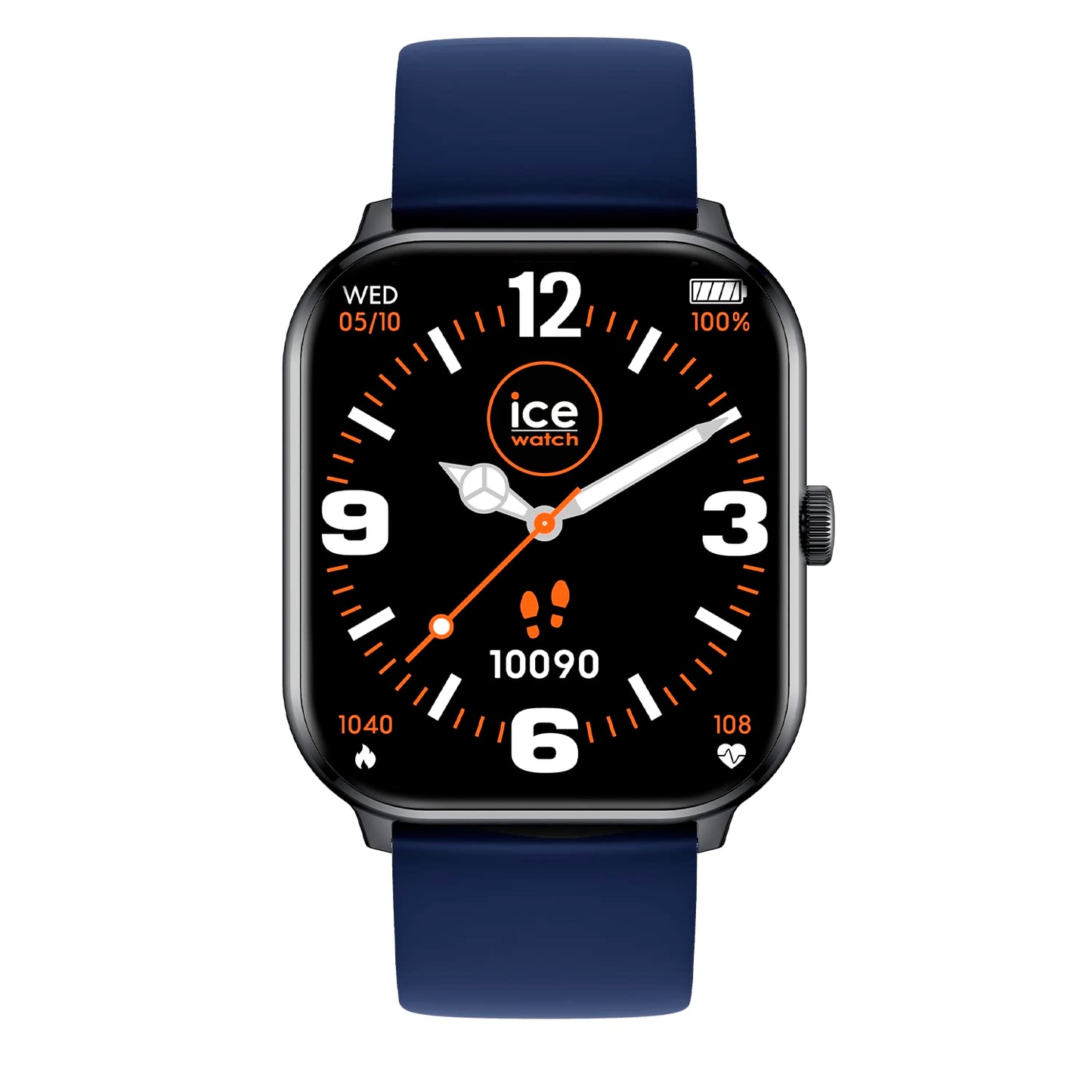 Ice-Watch ICE smart Black Navy - Men's/unisex smartwatch with silicone strap, 1.85" display, fitness tracking features.