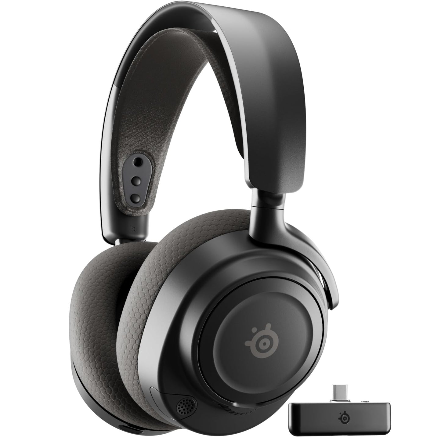 Xbox bezvadu spēļu austiņas SteelSeries Arctis Nova 7X Wireless Gen 2 - app vadība - vairāk nekā 50 st. akumulators un ātrā uzlāde - 2,4 GHz + Bluetooth vienlaikus - Xbox, PC un citām ierīcēm - melnas