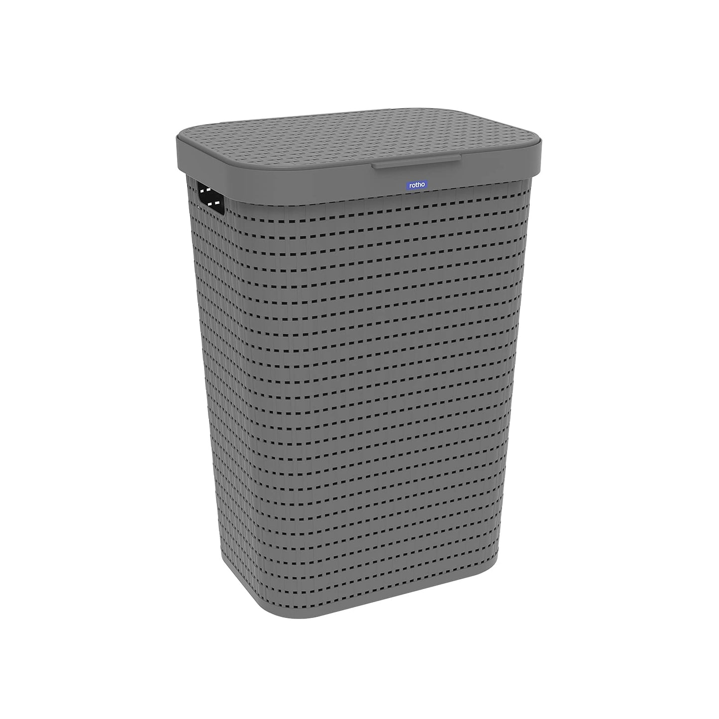 Veļas grozs Rotho Country 55 L ar vāku, plastmasa, antracīta krāsa