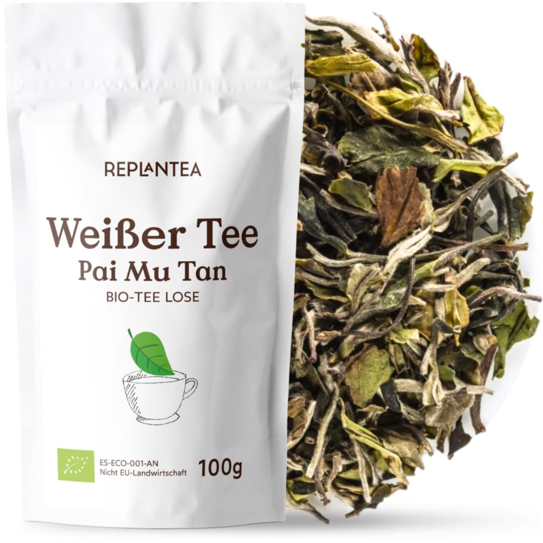Baltais beramais BIO tējs REPLANTEA 100g | Premium Pai Mu Tan (Bai Mu Dan) | Maigs, izsmalcināts un bagāts ar antioksidantiem | Maz kofeīna (60+ tasēm)