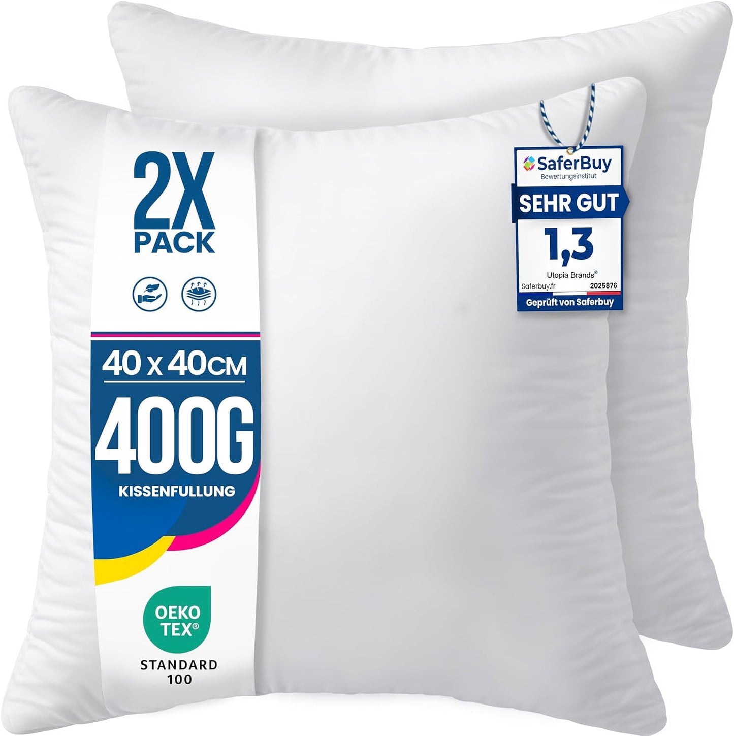 Dekoratīvie spilveni 40x40, Utopia Bedding, 2 gab., pildīti dīvāna un guļamistabas spilveni