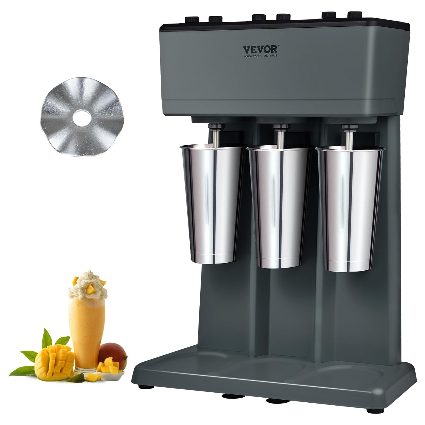 VEVOR Pro dzērienu mikseris - 750W, 820mL, 3 ātrumi, nerūsējošā tērauda krūze, ideāls piena un proteīna kokteiļiem.