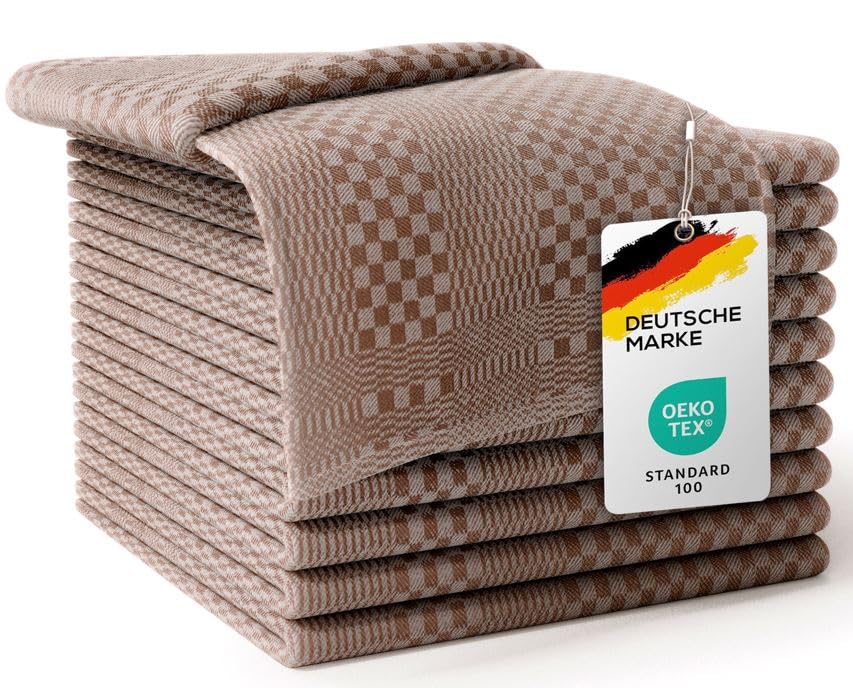 Virtuves dvieļi LEFUNDA® 10 gab., 100% kokvilna, 220 GSM, mīksti un īpaši absorbējoši, 50x70cm, brūni