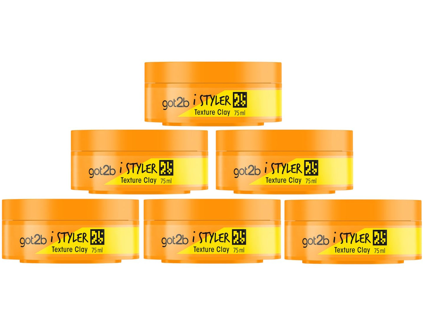 Plaukus veidojošs māls got2b iStyler Texture Clay 6x 75 ml, matēti stiliem, veidojams clay ar stipru fiksāciju elastīgiem un izteiksmīgiem tēliem