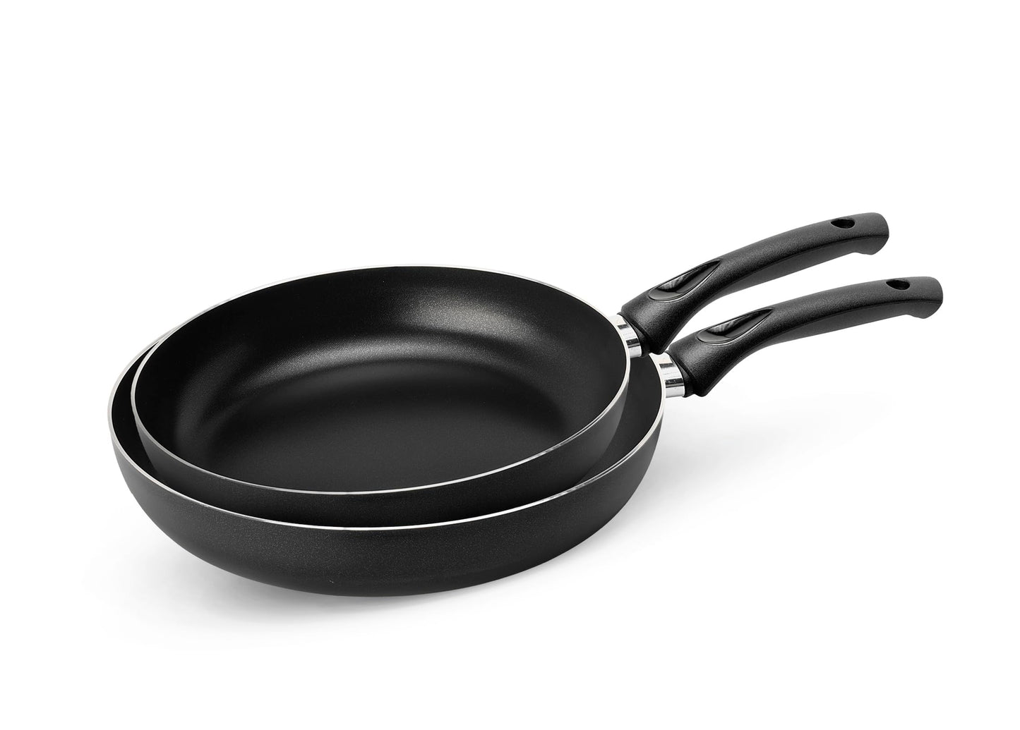 Zanetti Jumbo - 2 non-stick pans, 24 cm & 28 cm, high shape, ergonomic handle, made in Italy