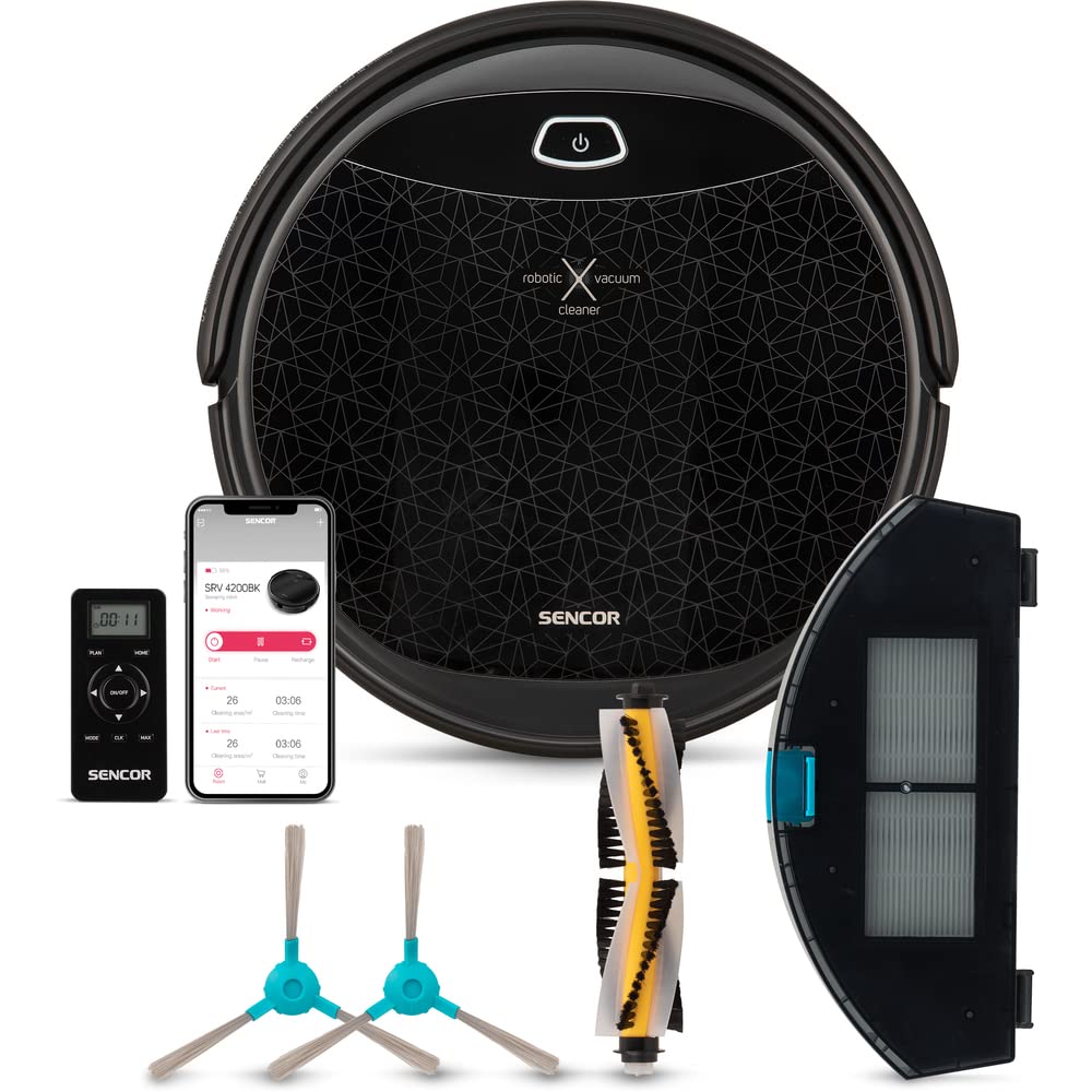 SENCOR putekļsūcējs robots - prettrieciena sistēma, WiFi, inteliģenta plānošana, šķēršļu atpazīšana, 120 min, dzīvniekiem draudzīgs